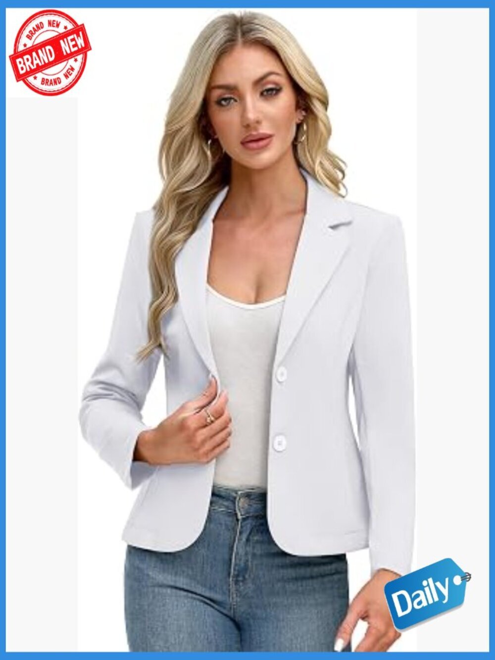 Work Knit Blazer Stretch Slim Fit Half-Lined Notch Lapel Jacket